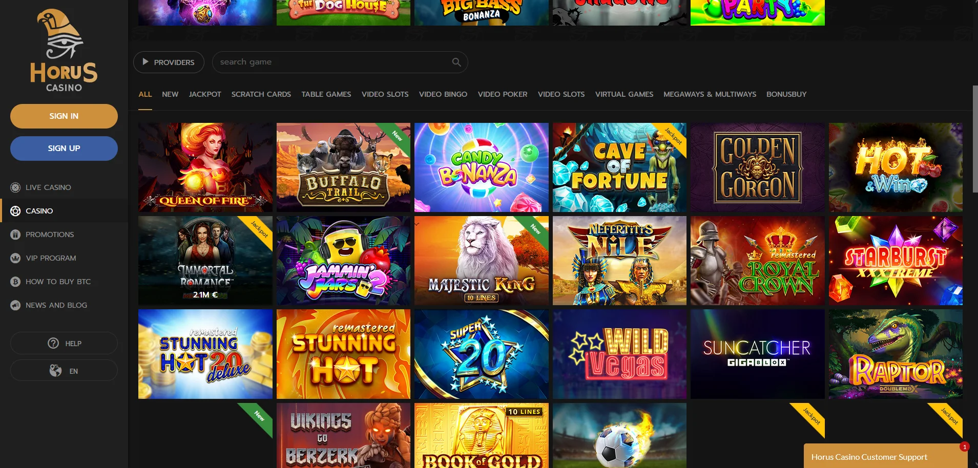 Jogos do Horus Casino