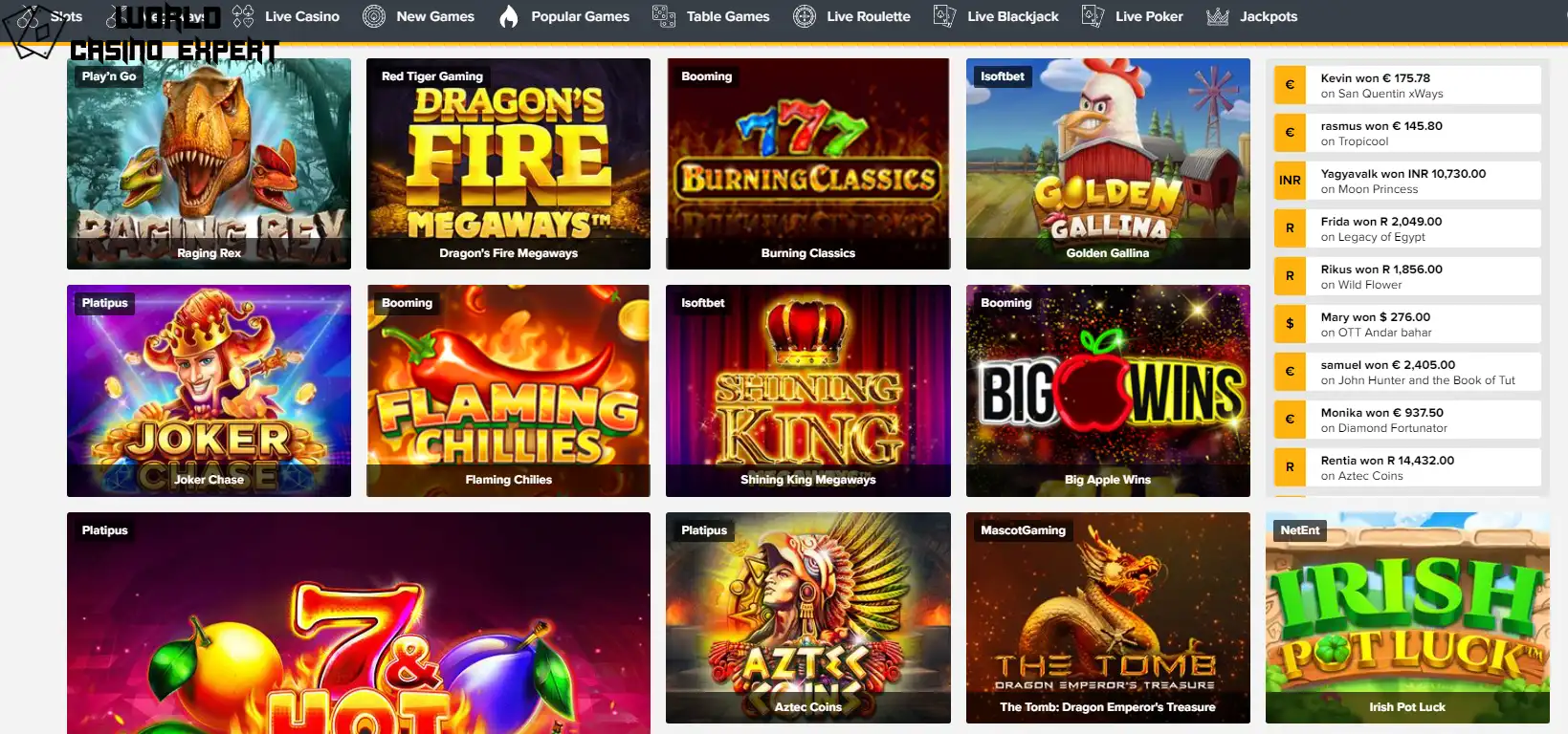 Jogos e Provedores do Tusk Casino