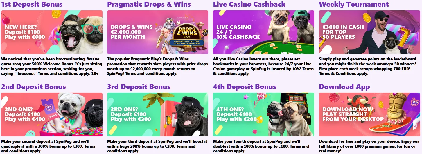 Bônus no Cassino SpinPug
