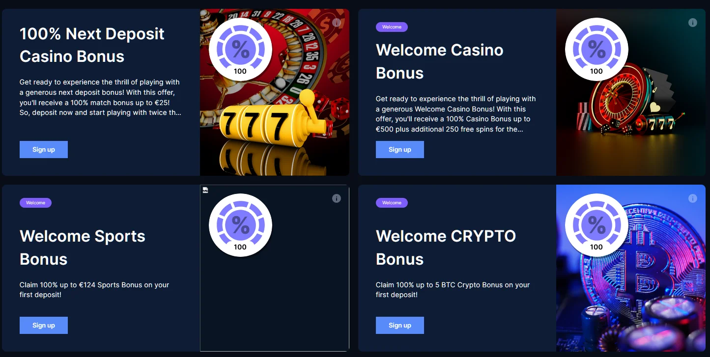 Cassino on-line BitBet24 - Bônus e promoções