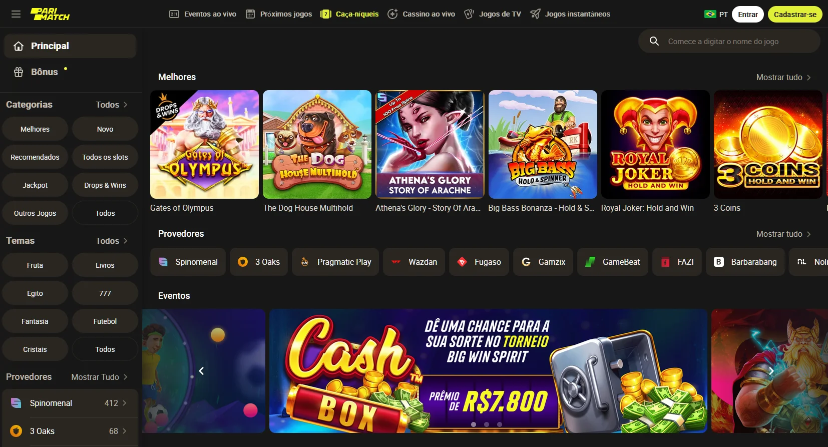 Jogos de cassino no Pari Match
