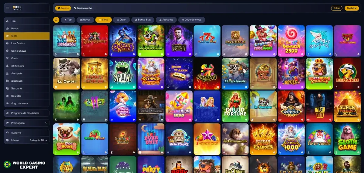Jogos disponíveis no SpinCrypto