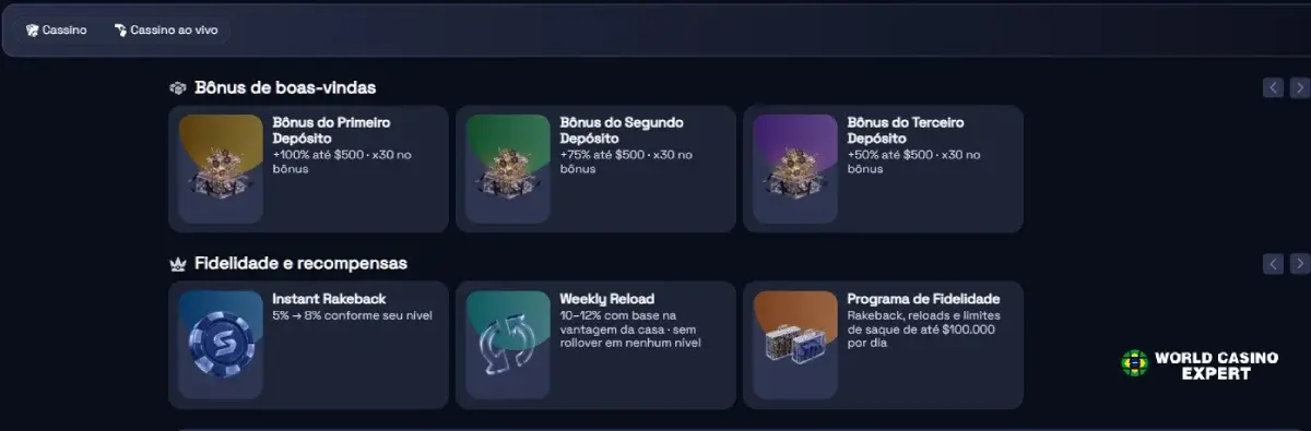 Bônus e promoções do SpinCrypto